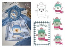 Stickserie - Winter Lama inkl. Anhänger, Postkarte und Puschen Datei